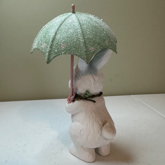 Easter Bunny holding Umbrella Figurine Spring bunny Spring Showers decoration - Picture 12 of 13